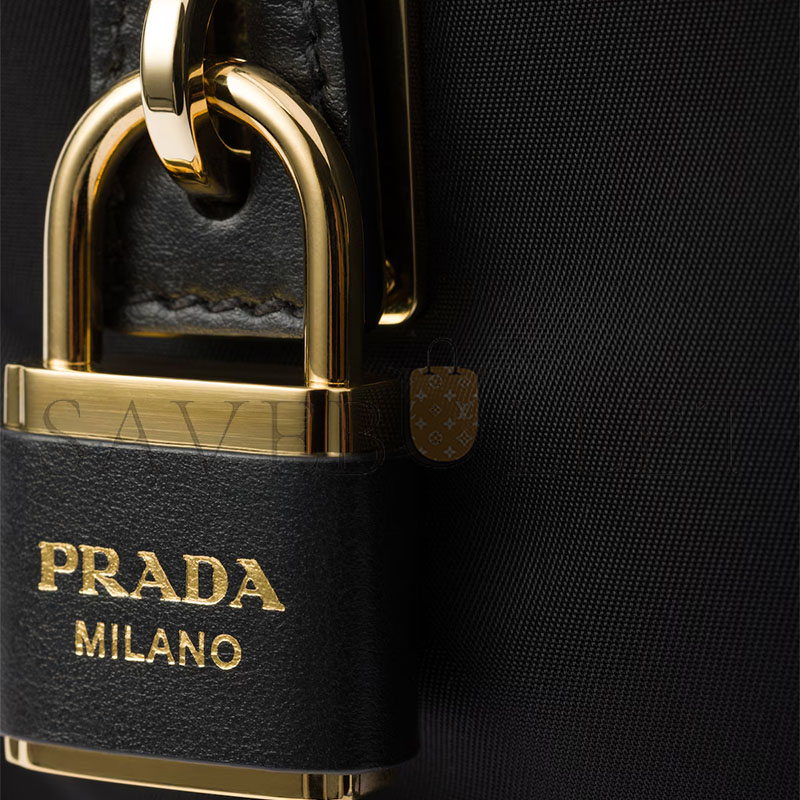 PRADA SMALL RE-NYLON AND LEATHER SHOULDER BAG 1BC234 (27*13*4cm)